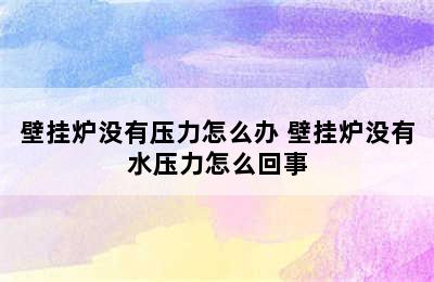 壁挂炉没有压力怎么办 壁挂炉没有水压力怎么回事